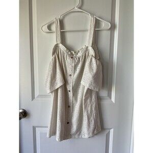 White Lace Eyelet Cold Shoulder Top Ruffle 2X XXL Naïf Blouse Shirt Women’s Plus